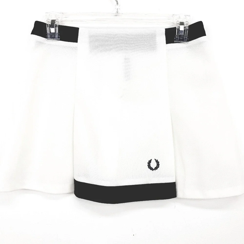 Fred Perry Sportswear Vintage Tennis Skirt White Black Pique Wrap Size 42 - Picture 11 of 11